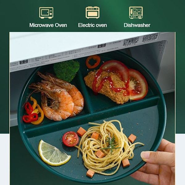 Tallerken med 3 rum Runde middagstallerkener i plastik{HH}