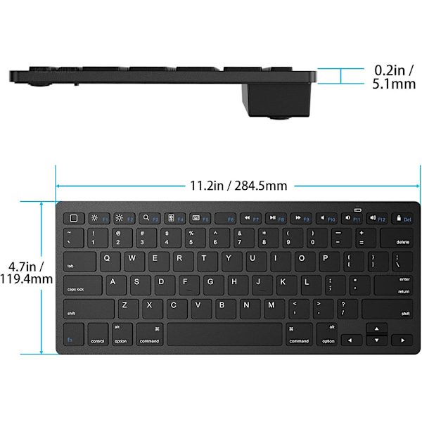 Langaton näppäimistö, Bluetooth & USB-vastaanotin, USB-C-liitin,