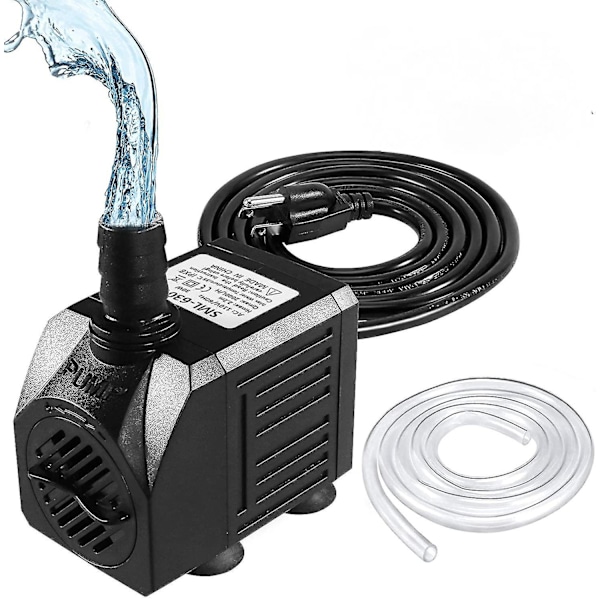 Suihkulähdepumppu 150 gph (8 W 600 l/h) upotettava vesipumppu hiljainen pieni suihkulähdepumppu tulva-alueille 3,3 Fu -putkella (ID x 1/2 tuumaa)