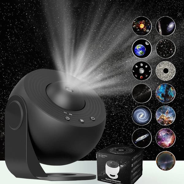 Galaxy Projektor Natlampe med Nebula og Måne til Soveværelsesindretning Børn Voksne Sort