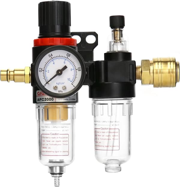 Kompressor Trykkregulator 1/4 Luft Vannseparator med Måler for Kompressor og Luftverktøy