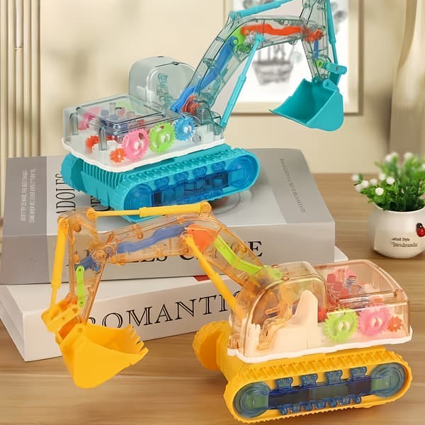1:24 Kul Gravemaskin med Lys, Perfekt Gave til Gutter og Jenter Blue Gear Excavator