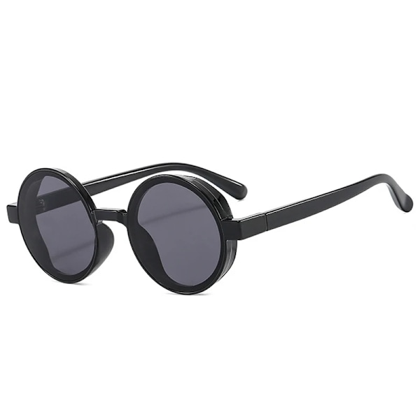 SO&EI Ins Populære Runde Solbriller til Kvinder Retro Punk Trendy Gul Orange Solbriller til Mænd Solbriller UV400 Sort grå Black-gray As the picture