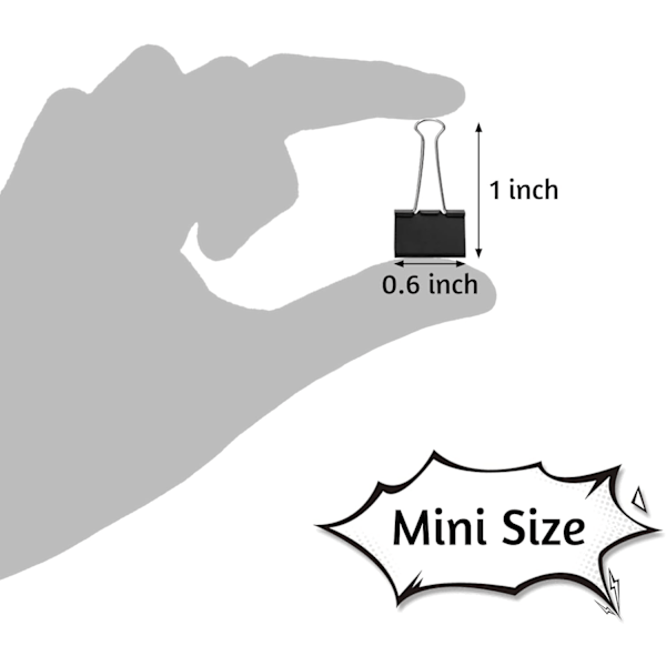 120-pak Mini Papirclips, Sorte Papirclips, Små Papirclips 15 mm 5/8 Tomme. Mikro Størrelse Kontorclips til Hjemmet, Skolen, Kontoret og Virksomheden
