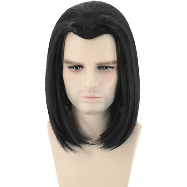 Vincent Vega Paryk Inspireret af Pulp Fiction Herre Kort Sort Glat Paryk Halloween