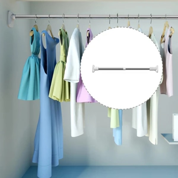 50-120cm Stång för Kläder Teleskopisk Utan Hål Rostfritt Stål Utdragbar Gardinstång Enkel Installation för DIY Utrymme