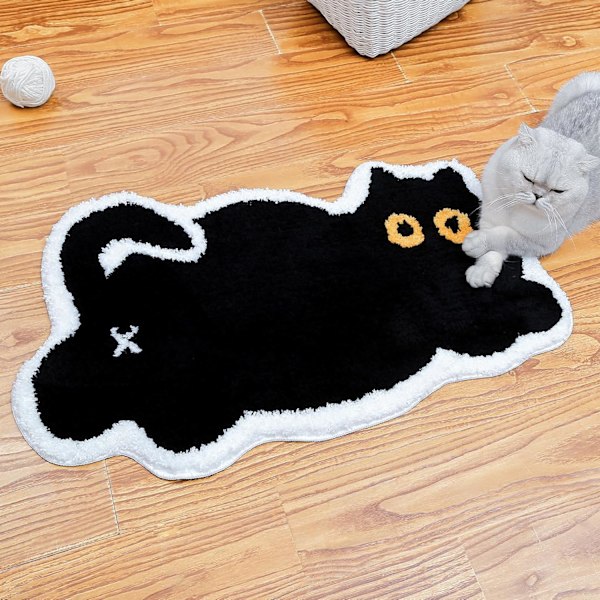 Söt Svart Katt Badrumsmatta för Badkar, Badrum, Sovrum, Studentrum, Dörrmatta, Kawaii Barn Kvinnor Badmattor, Halkfri, Badrumsdekoration{HH}