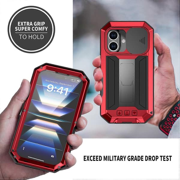 Skyvbart Kamera IP54 Liv Vanntett Holder Mobilskall Rød Red For iPhone 16