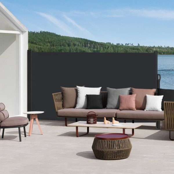 YRHOME 180x300cm Sidemarkise vindbeskyttelse privatliv solbeskyttelse markise lerret terrassemarkise Antrasitt