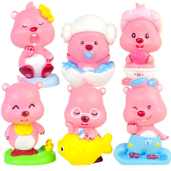 Pink Ruby Pieni Majava Blind Box Söpö Lelu Nukke Auto Kakku Koristeet Gachapon Nukkekone StellaLou Box Set (Whole Set Price)