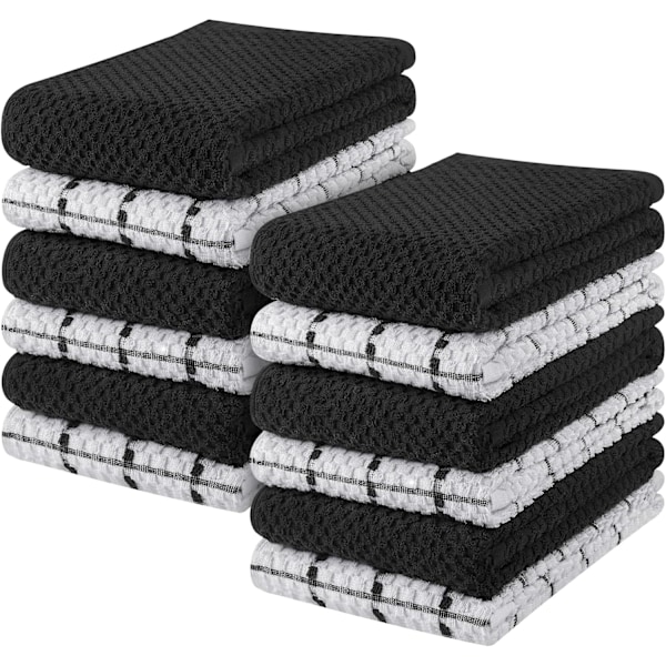 Handdukar - 12 Kökshanddukar Set - 31 x 31 cm - 100% Ringspun Bomull Supersoft och Absorberande Diskhanddukar, Te- och Barhanddukar