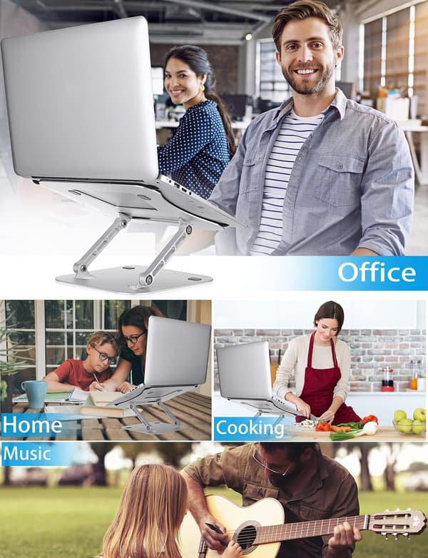 Justerbart Laptop Stativ Ergonomisk Aluminium Riser Kompatibel MacBook Air Pro Dell HP Lenovo 10 Til 17 Tommer Notebooks Sølv