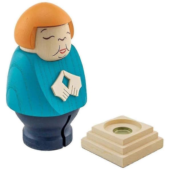 Angela Merkel Sarjakuvahahmo Puupatsas 14*6.5cm Julkkishahmo Koti Blue
