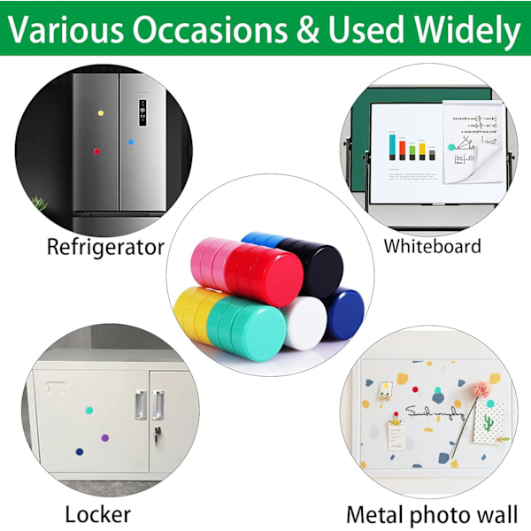 Magnet, 100-pack starka magneter, små runda färgglada dekorativa magneter för kylskåp, whiteboard, skola, kontor (10 färger){HH}