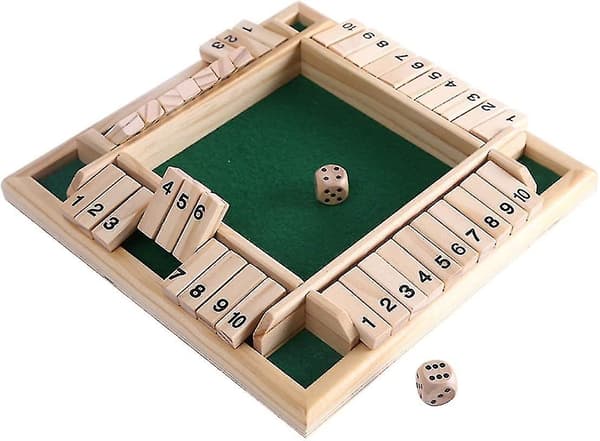 Deluxe 4 pelaajan Shut The Box puupeli klassinen noppapeli