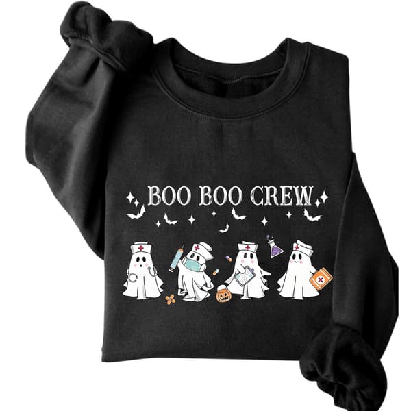 Halloween Sygeplejerske Spøgelse Mønster Sweatshirt pink M