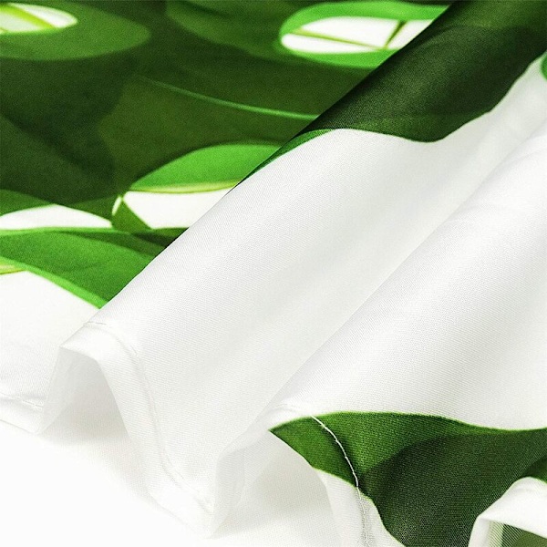 Grønt blad bruseforhæng 180 cm x 180 cm, tropisk plante, 12 huller, vandtæt, moderne design, anti-skimmel {HH}