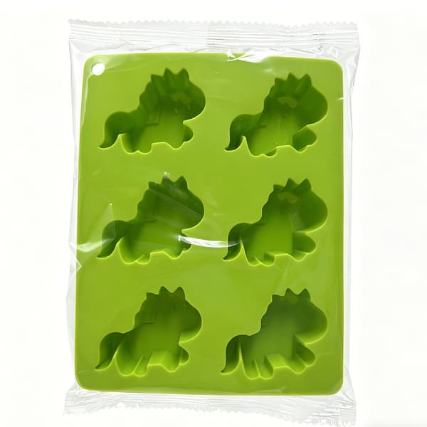 Livsmedelsgodkänd isbitsform i silikon formad som en ponny, 6 Ice cube mold - light green 14*10.5*2cm