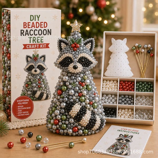 DIY-sett med perlede juletrepynt-dyr for barn og voksne – juledekorasjon horse