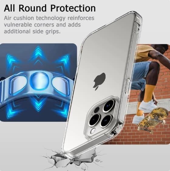 Beskyttende telefondeksel for iPhone 16 Pro med skjermbeskyttelse, slitesterk design