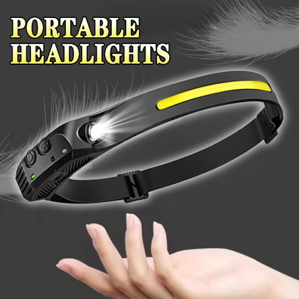 2 stk. Ultrasterke LED-hodelykter med bevegelsessensor, USB-oppladbare Exterior Headlamp 2pcs