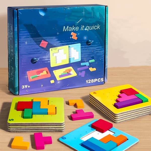 Puslespill kampsett 20 kort 128 klosser, 3D-former Flere spillemetoder Barn Kognitiv forbedring - Egnet for daglig bruk Tabletop Game Battle