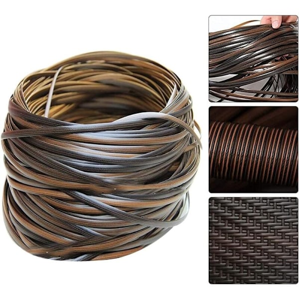 Plastrotting - 32m - Rottingreparationsmaterial - Hög styrka - Reparationssats för uteplatsstolar - Rottingmöbelreparation - Brun{HH}