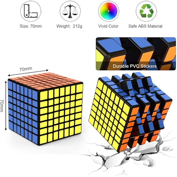 7x7 Speed Cube, 7x7x7 kube med super holdbare klistremerker i levende farger (7x7x7) 7x7x7 7x7x7 3x3x3