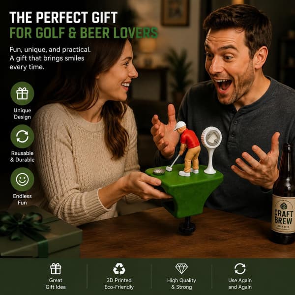 Golfbold-tema flaskeåbner Unik gave til golfelskere Golf ball themed bottle opener