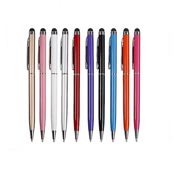 10 stk. Kapacitiv Touch Screen Kuglepen med Stylus Soft Touch 2 i 1 Stylus Kuglepen