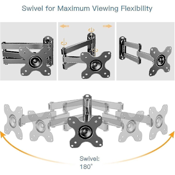 TV Väggfäste Vridbart Tilt Utdragbart, Full Motion TV Väggfäste för De Flesta 13-30 Tums Platt Böjda TV-apparater Vesa 100x100mm/75x75mm{HH}