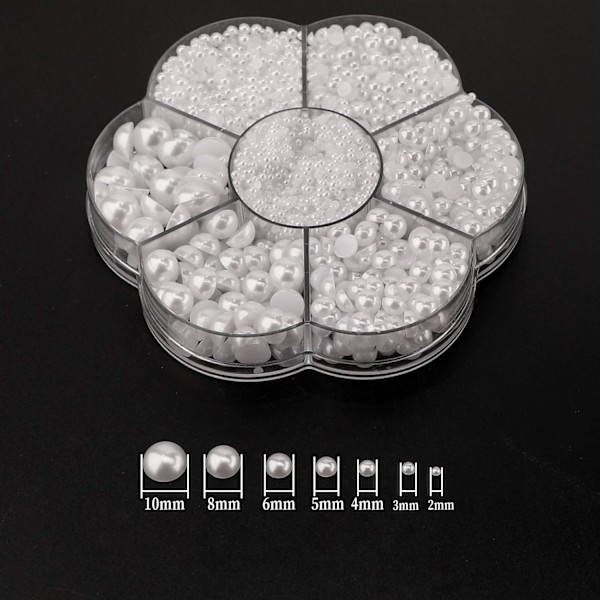 5600 st 2/3/4/5/6/8/10 mm Vit platt baksida Pärla Nagelkonst Tillverkning Sunmostar