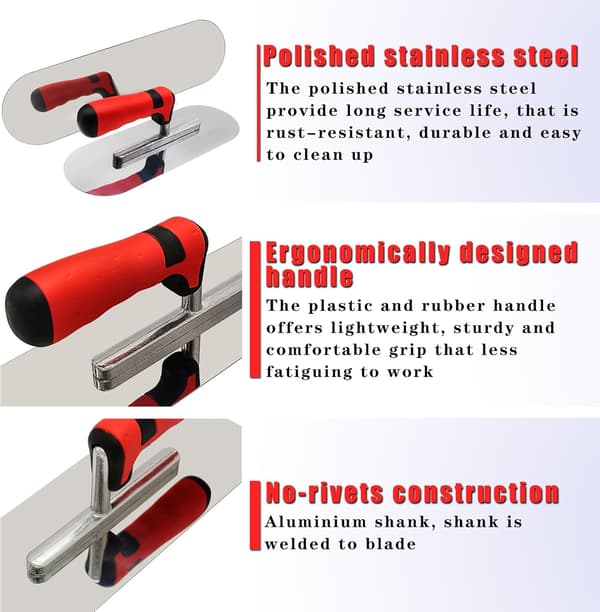 Concrete Tool Set, Stainless Steel Pool Trowel, Concrete Edging and Grooving, Masonry, Cement and Plaster Kit