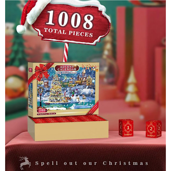 Adventskalender 2023 puslespill, 1008 puslespillbrikker 24 dager til jul