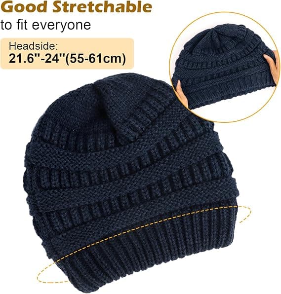 Varme strikkede vinterhatte til kvinder, tyk løs beanie, 22x22cm, nordisk stil