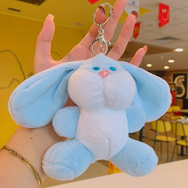 Sarjakuva Kuromi -nukke koululaukun riipus nukke pehmolelu pari avaimenperä laukun riipus Plush Dudu Rabbit-Blue 11cm (with keychain)