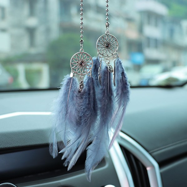 Luova auton riipus sulka unisieppari taustapeili auton koriste riippuva auton sisätilan riipus Big Red Feather Dream Catcher