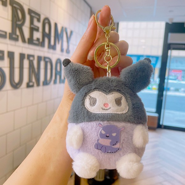 Tegneserie Kuromi dukke skoletaske vedhæng dukke plys legetøj par nøglering taske vedhæng Plush carrot rabbit-white 11cm (with keychain)
