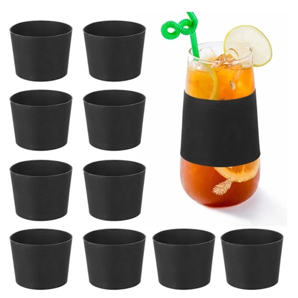 Silikon halkfritt mugghållare, svart, 10 stycken