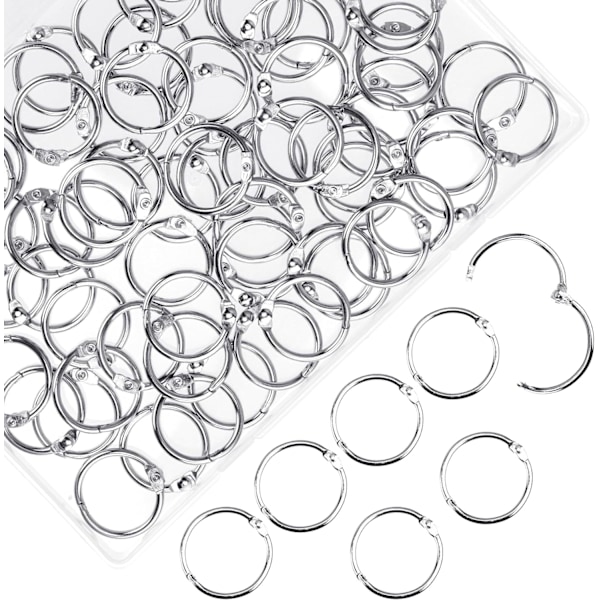 100 st Häftringar, Lösa Blad Häftringar, Bokringar, Metall Häftringar för Papper, Flashkort, Registerkort, Ringpärmar{HH} 1 Inch/25mm