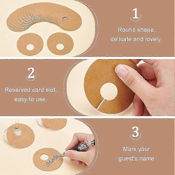 150 stk. Papir Vinglas Markører 7 cm Blanke Runde Glasetiketter Drikke Navneetiketter Naturfarvet/hvid Engangs Vinmærker Drikke Charm DIY Identifikation
