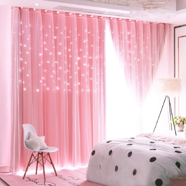 Paneler Stjerner Mørkleggingsgardiner for Soverom Jenter Barn Baby Loft