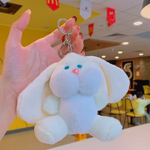 Tecknad Kuromi docka skolväska hänge docka plyschleksak par nyckelring väska hänge Plush Dudu Rabbit-Beige 11cm (with keychain)