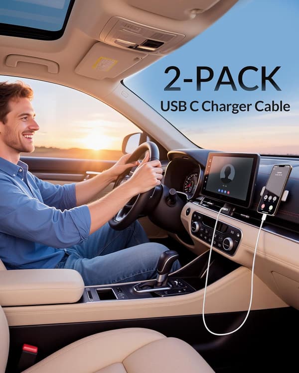 2 stk. Bil Carplay-kabel USB A til USB C til Carplay USB C-kabel Billaderkabel Erstatningskabel 1 meter 1m 1m 67w