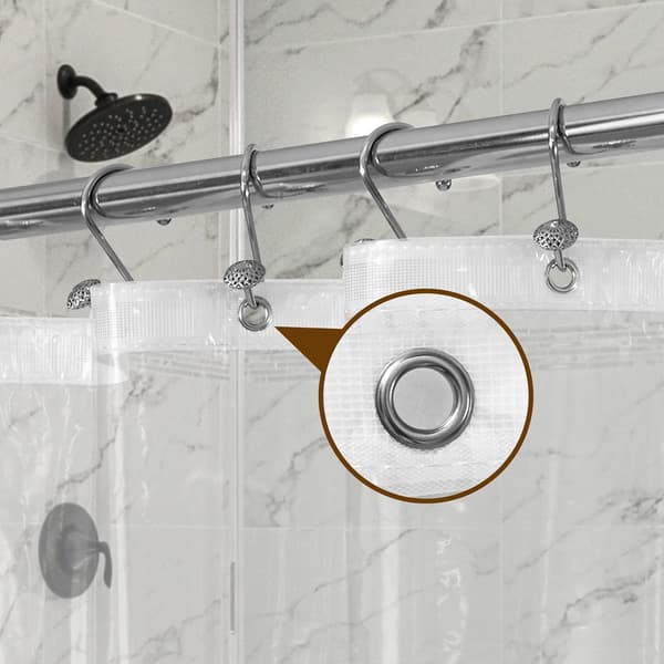 Premium PEVA Duschdraperifoder Transparent Vattentätt Lättvikt Standardstorlek Badrumsgardin Med Rostfria Ringar Och 3 Magneter 180x200cm