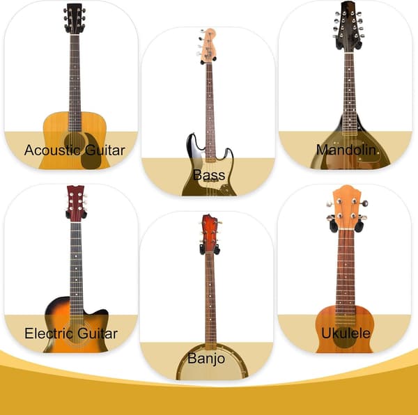 Gitarr Vägghängare Krok för Akustisk Elektrisk Bas Mandolin Banjo Ukulele Stränginstrument 2-pack Svart