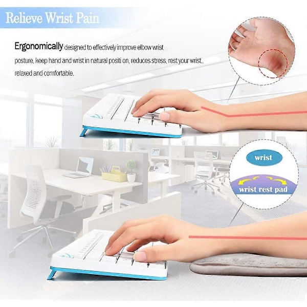 2-pakning Bærbar Albue- og Håndleddsstøtte for Datamaskin, Premium Memory Foam Skrivebordsstøtte for Tastatur (20 x 30 cm)