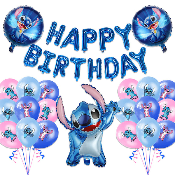 Stitch Hyvää Syntymäpäivää Ilmapallosetti Lateksi-ilmapallot Juhlakoristesetti