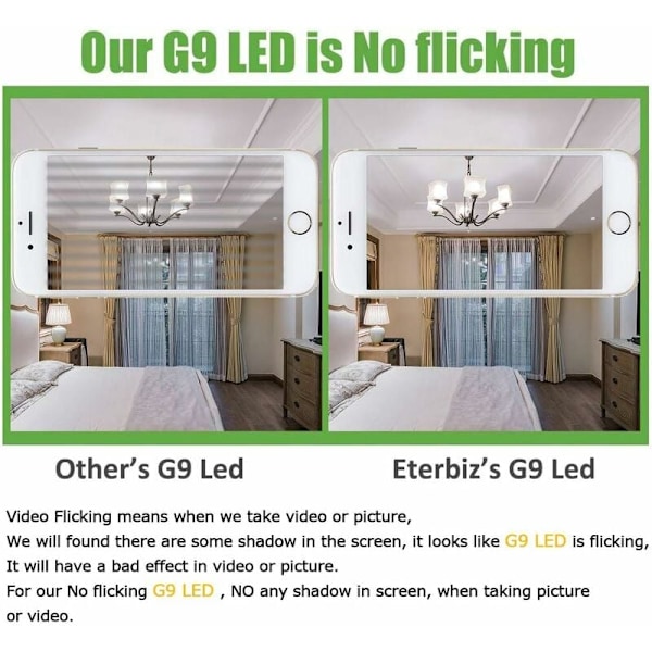 6-pack G9 LED-lampa, flimmerfria 9W LED-lampor kallvitt 6000