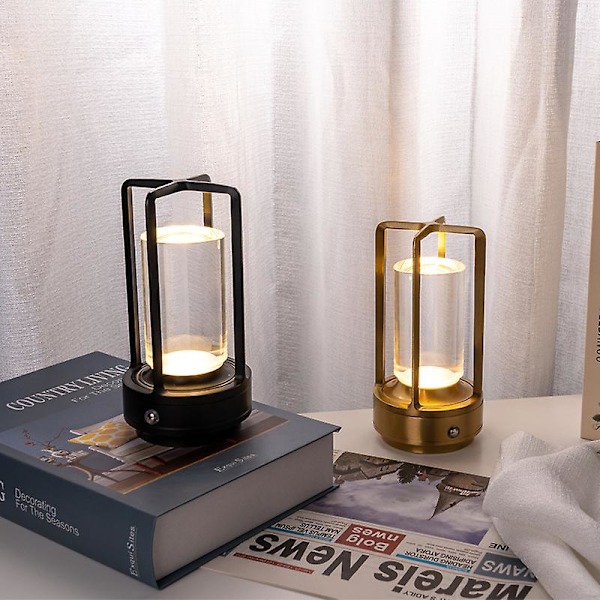 Sladdlös bordslampa, 3 färger steglös dimning LED bordslampa med touchsensorBY Silver